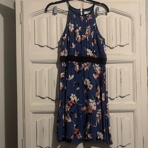 LOFT Blue Floral Midi Dress